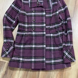 Pink Envelope Maroon and White Plaid Jacket